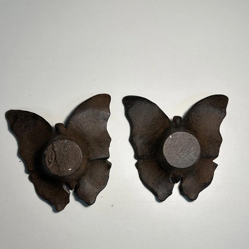 Butterfly Cast Iron candle holders - Brown
